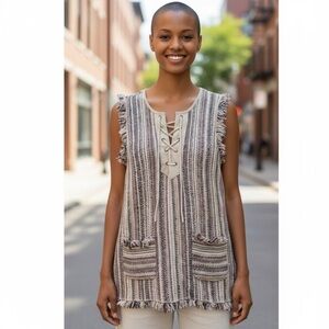 Ethereal by Paper Crane Raw Edge boho sleeveless top - Size Medium